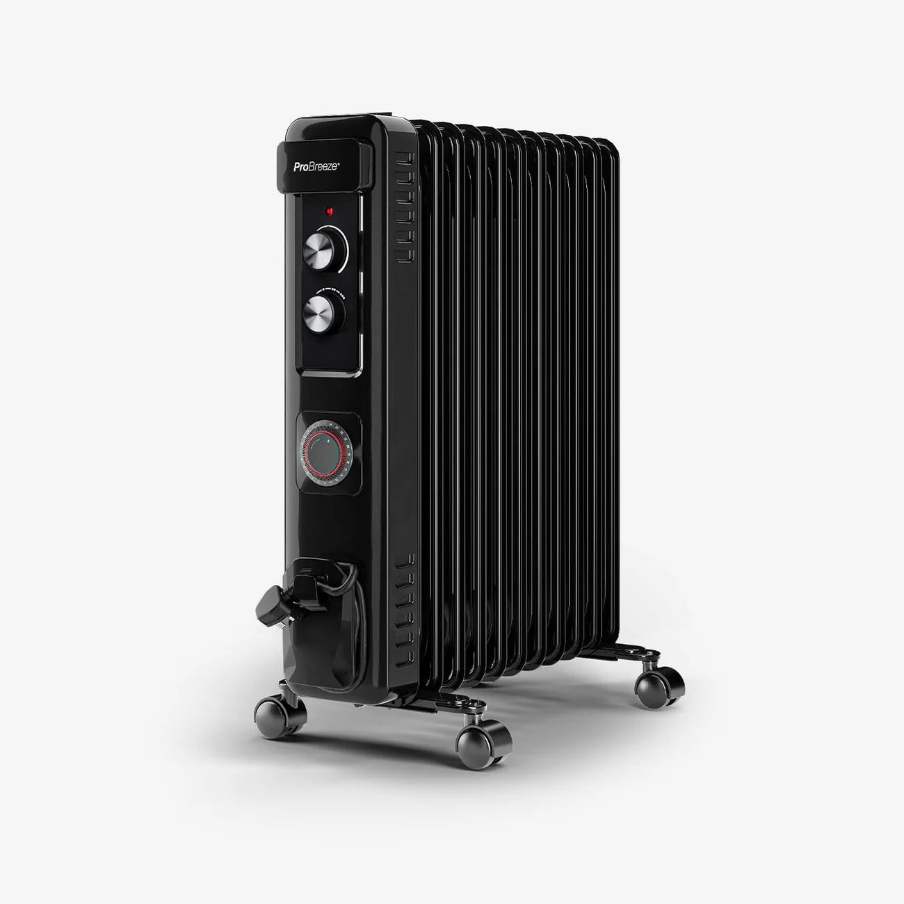 Pro Breeze 2500W 11 Fins Oil Filled Radiator Heater with Thermostat Control - Black