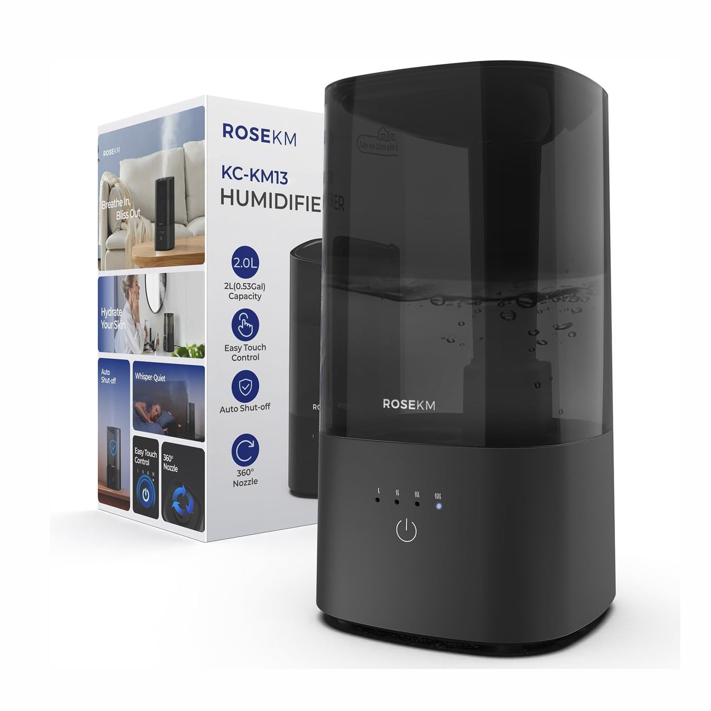 ROSEKM 2L Bedroom Humidifier (Black)
