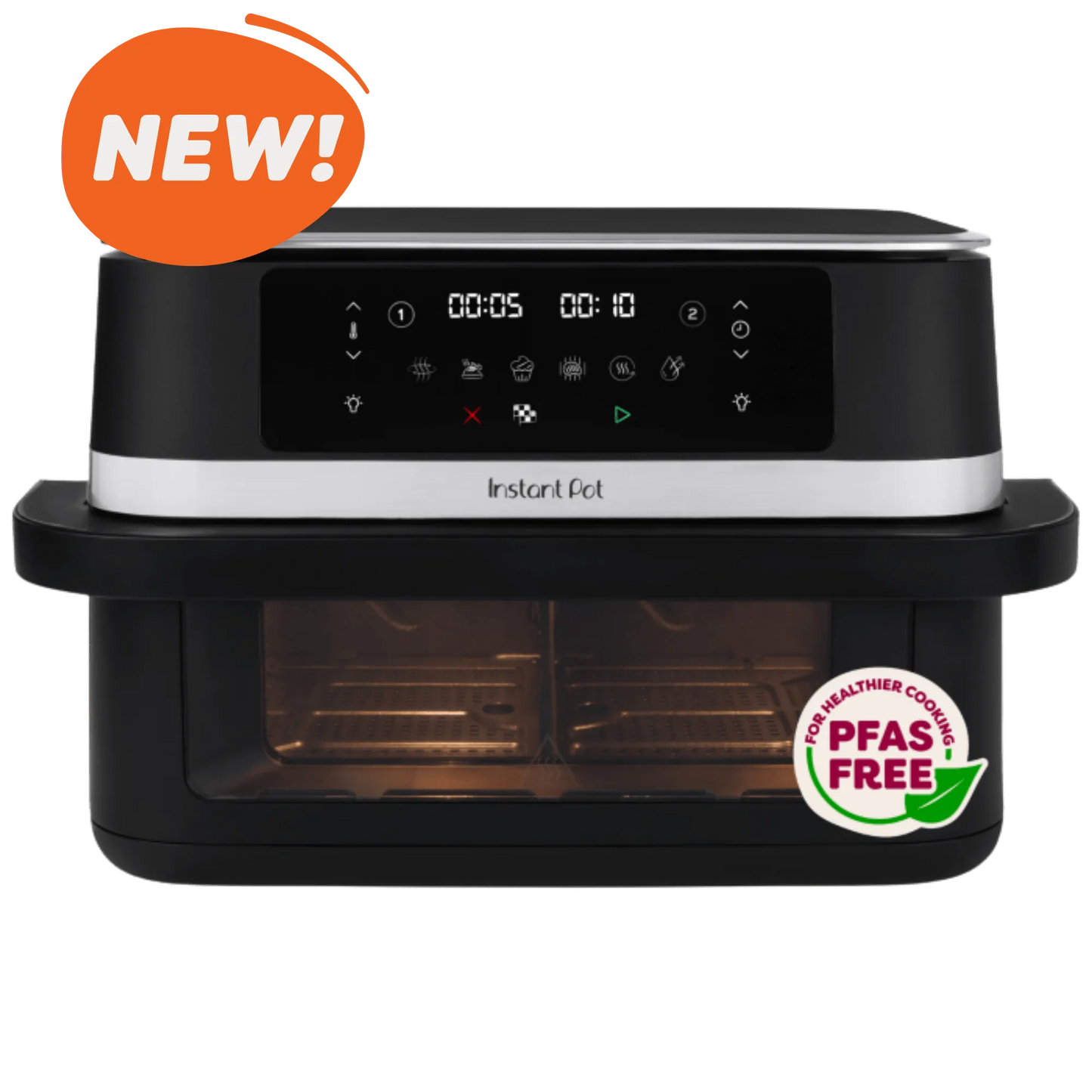 Instant Pot Vortex VersaZone 12L PFAS-Free Air Fryer (Black Pepper)