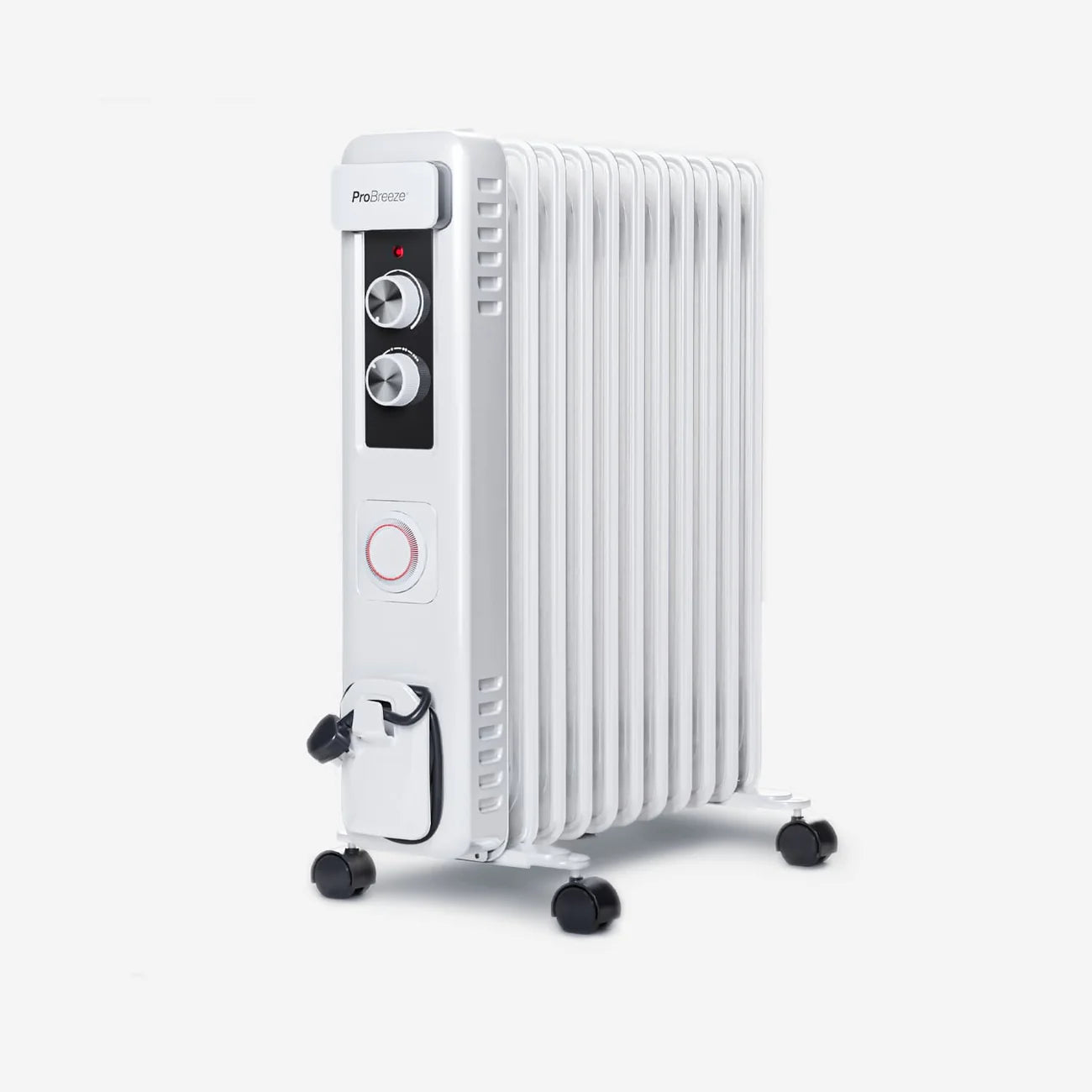 Pro Breeze 2500W 11 Fins Oil Filled Radiator Heater with Thermostat Control - White
